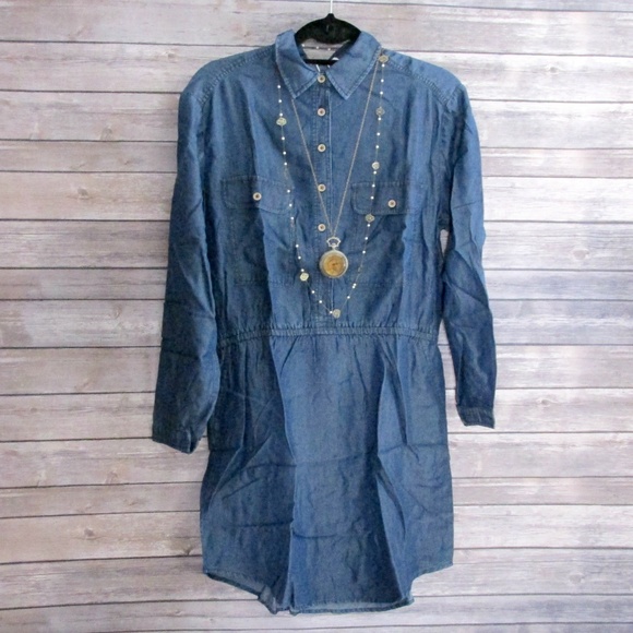 Relished Blue Chambray Shirt Button Front Dress - Picture 4 of 7